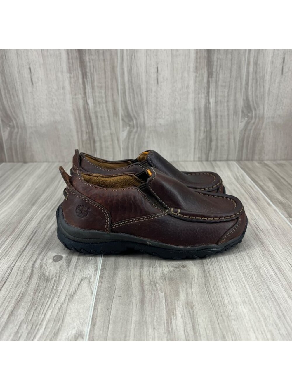 Timberland Loafers Kids Toddler 8 Carlsbad Brown Leather Slip On Shoes